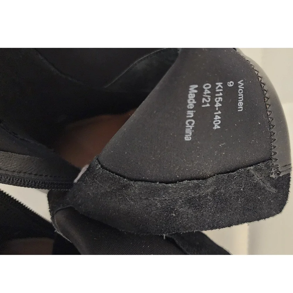Abercrombie & Fitch Black Vegan Leather Boots Block Heel Womens 9